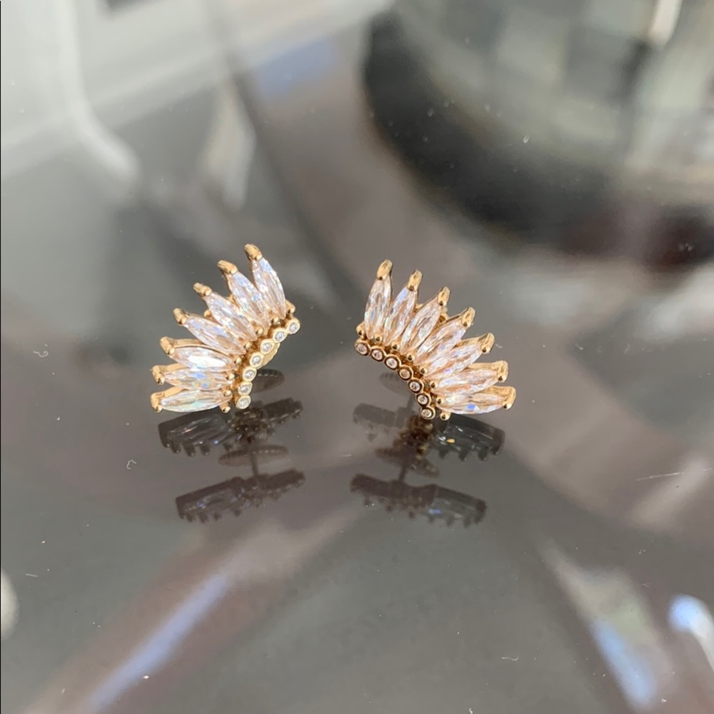Mignonne Gavigan Gold and crystal Fan Earrings